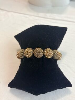Vintage Antique Gold Rhinestone Stretch Bracelet Boho Champagne Crystal